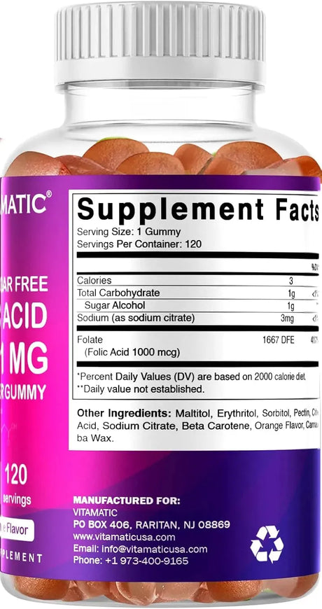 VITAMATIC - Vitamatic Folic Acid Gummies 1000mcg 60 Gomitas 2 Pack - The Red Vitamin MX - Suplementos Alimenticios - {{ shop.shopifyCountryName }}