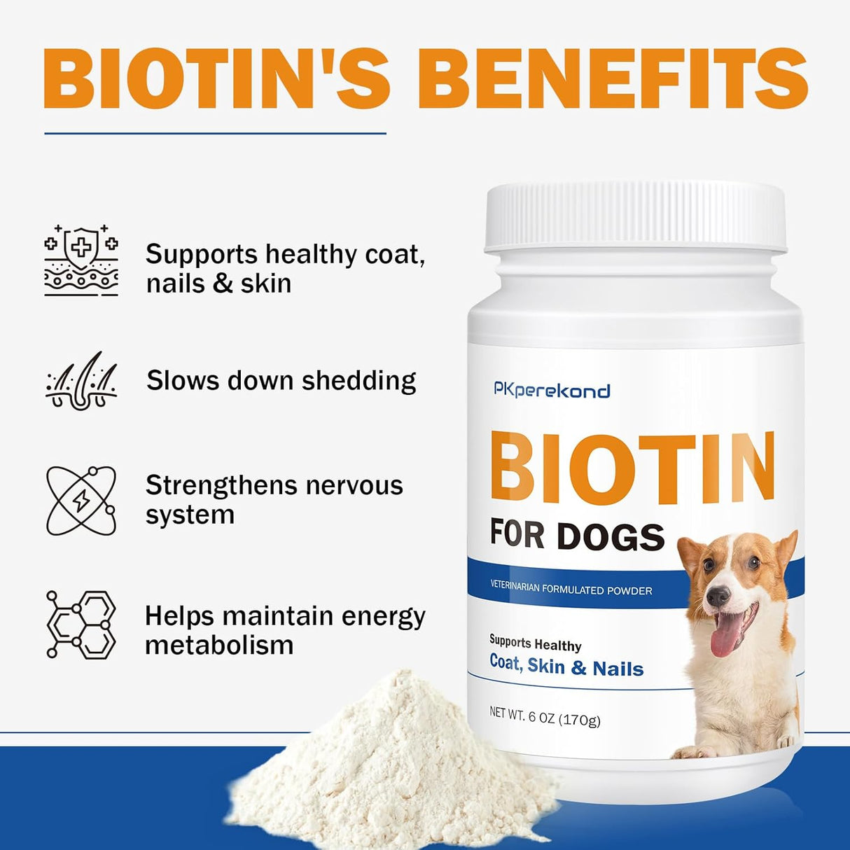 PKperekond Biotin for Dogs Supports Shiny Coat and Healthy Skin Unflavored 170Gr.