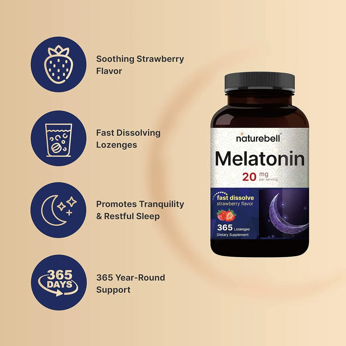 NATUREBELL - NatureBell Melatonin 20Mg. Fast Dissolve 365 Tabletas - The Red Vitamin MX - Suplementos Alimenticios - {{ shop.shopifyCountryName }}