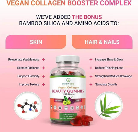 PURIFY LIFE - Purify Life Vegan Collagen Gummies with Biotin 90 Gomitas - The Red Vitamin MX - Suplementos Alimenticios - {{ shop.shopifyCountryName }}