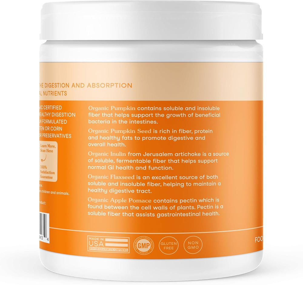 Fera Pet Organics Pumpkin Plus Fiber Supplement for Pets 90 Servicios 227Gr.