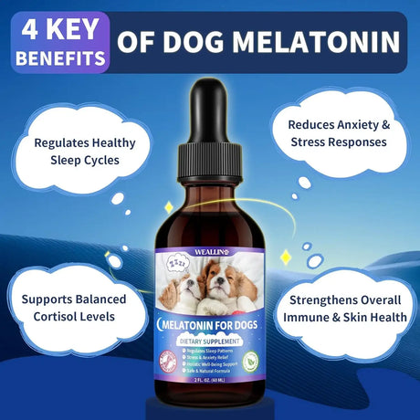 WEALLIN - WEALLIN Melatonin for Dogs with L-Theanine & Chamomile 60Ml. - The Red Vitamin MX - Relajantes Para Perros - {{ shop.shopifyCountryName }}