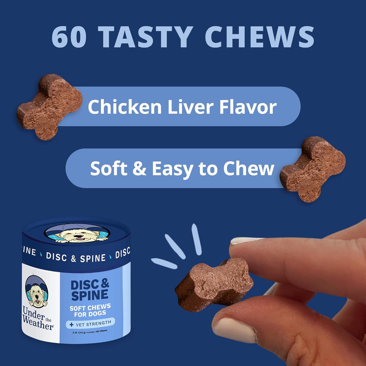 Under The Weather Pet Disc & Spine Health Chews for Dogs 60 Masticables