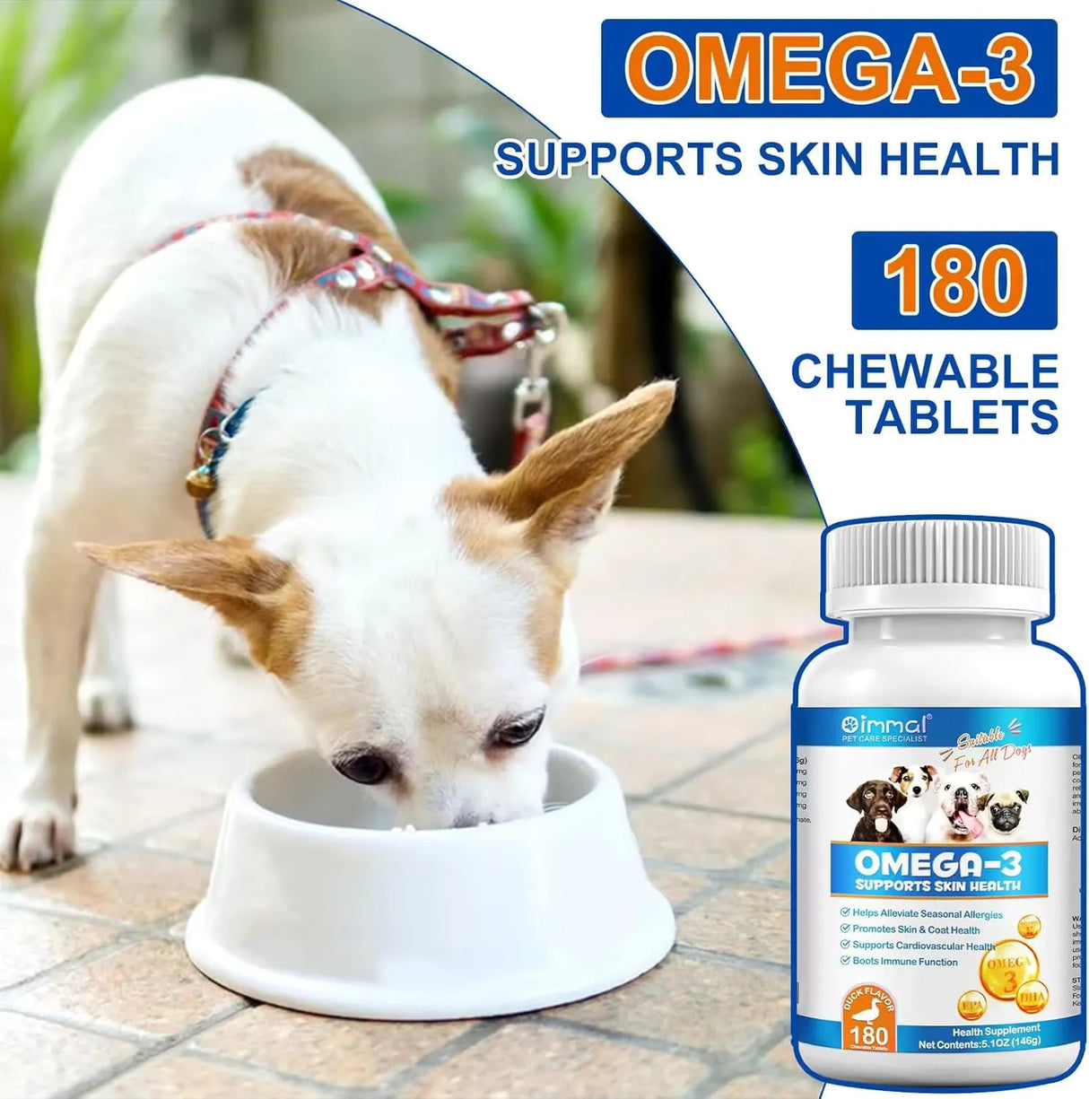 OIMMAL - Oimmal Omega 3 Fish Oil for Dogs 180 Tabletas Masticables - The Red Vitamin MX - Aceite De Pescado Para Perros - {{ shop.shopifyCountryName }}