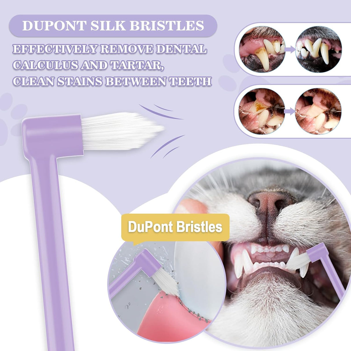 VVHOMIFE Cat Toothbrush Complete Kitty Dental Care Kit with Teeth Whitening Tracker