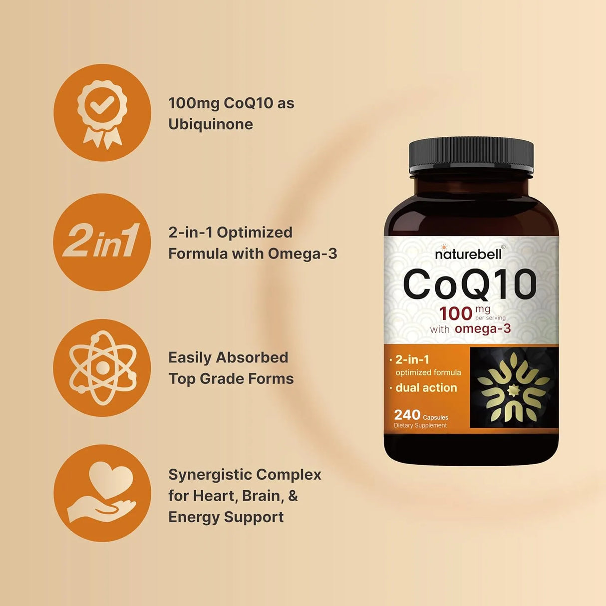 NATUREBELL - NatureBell CoQ10 100Mg. with Omega 3 240 Capsulas - The Red Vitamin MX - Suplementos Alimenticios - {{ shop.shopifyCountryName }}
