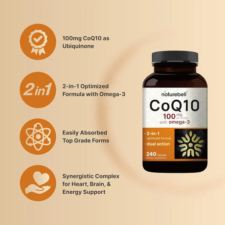 NATUREBELL - NatureBell CoQ10 100Mg. with Omega 3 240 Capsulas - The Red Vitamin MX - Suplementos Alimenticios - {{ shop.shopifyCountryName }}