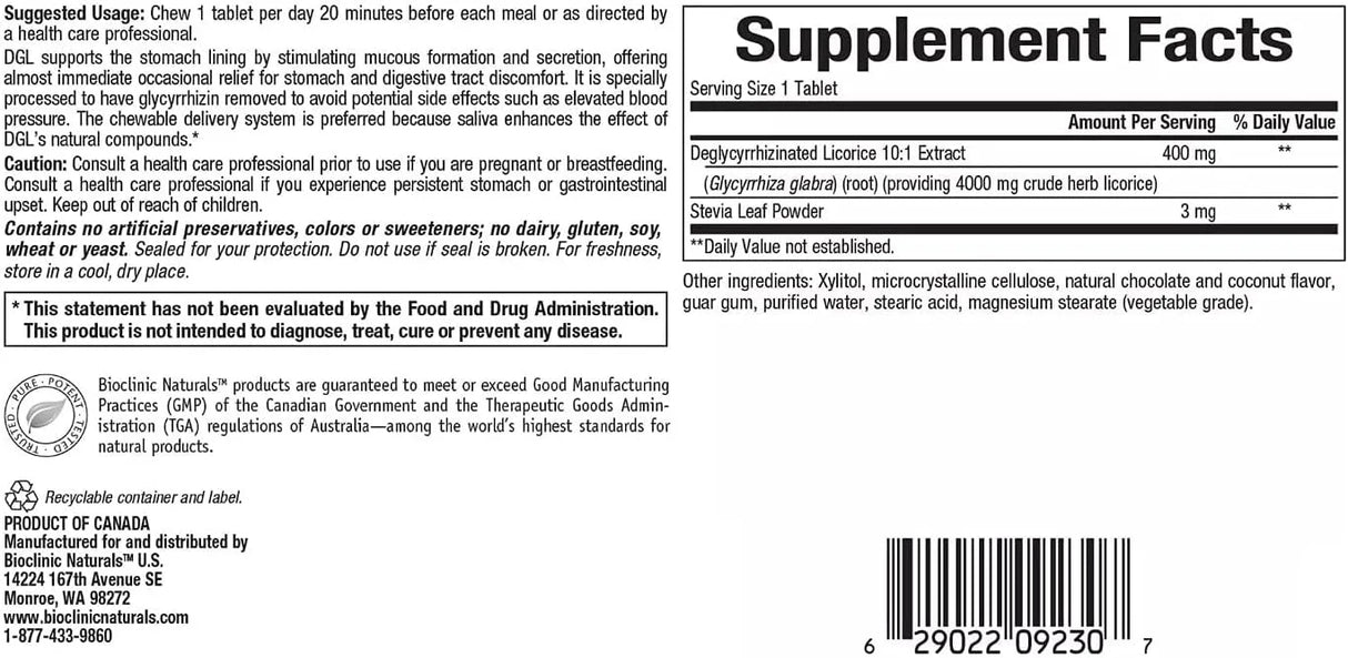 BIOCLINIC NATURALS - Bioclinic Naturals DGL 400Mg. 180 Tabletas Masticables - The Red Vitamin MX - Suplementos Alimenticios - {{ shop.shopifyCountryName }}