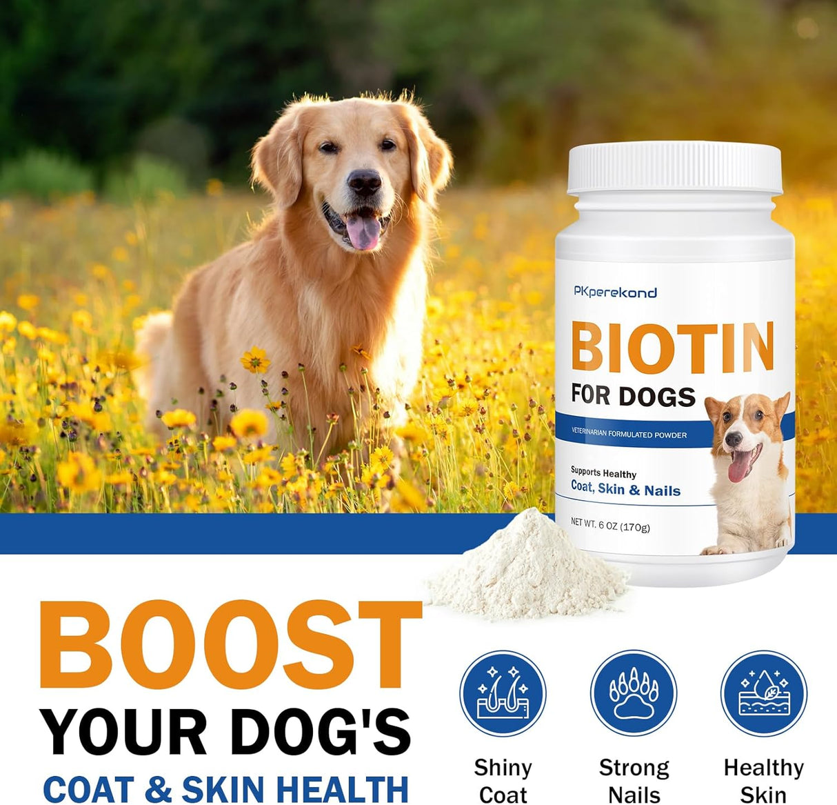PKperekond Biotin for Dogs Supports Shiny Coat and Healthy Skin Unflavored 170Gr.