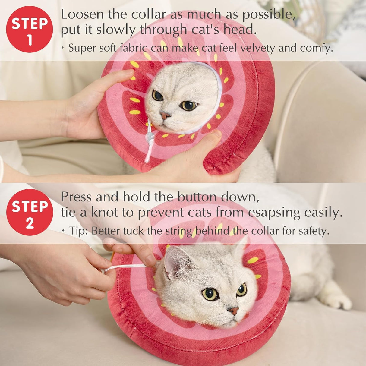 ANWA Adjustable Cat Cone Collar Soft Tomato Small
