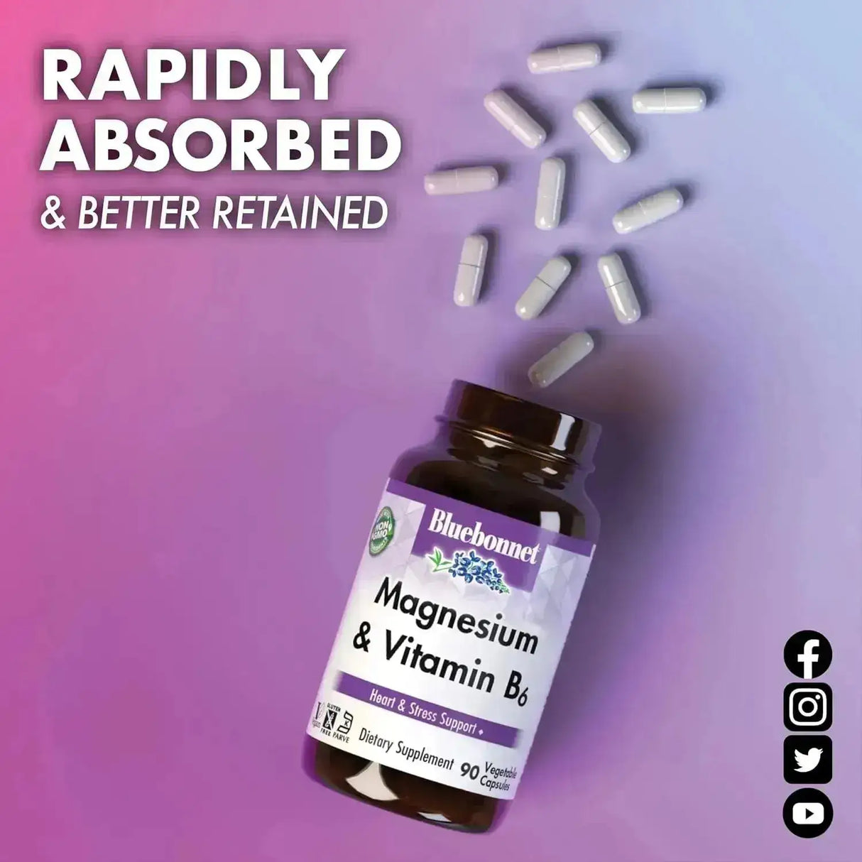BLUEBONNET NUTRITION - BlueBonnet Magnesium Plus B-6 90 Capsulas - The Red Vitamin MX - Suplementos Alimenticios - {{ shop.shopifyCountryName }}