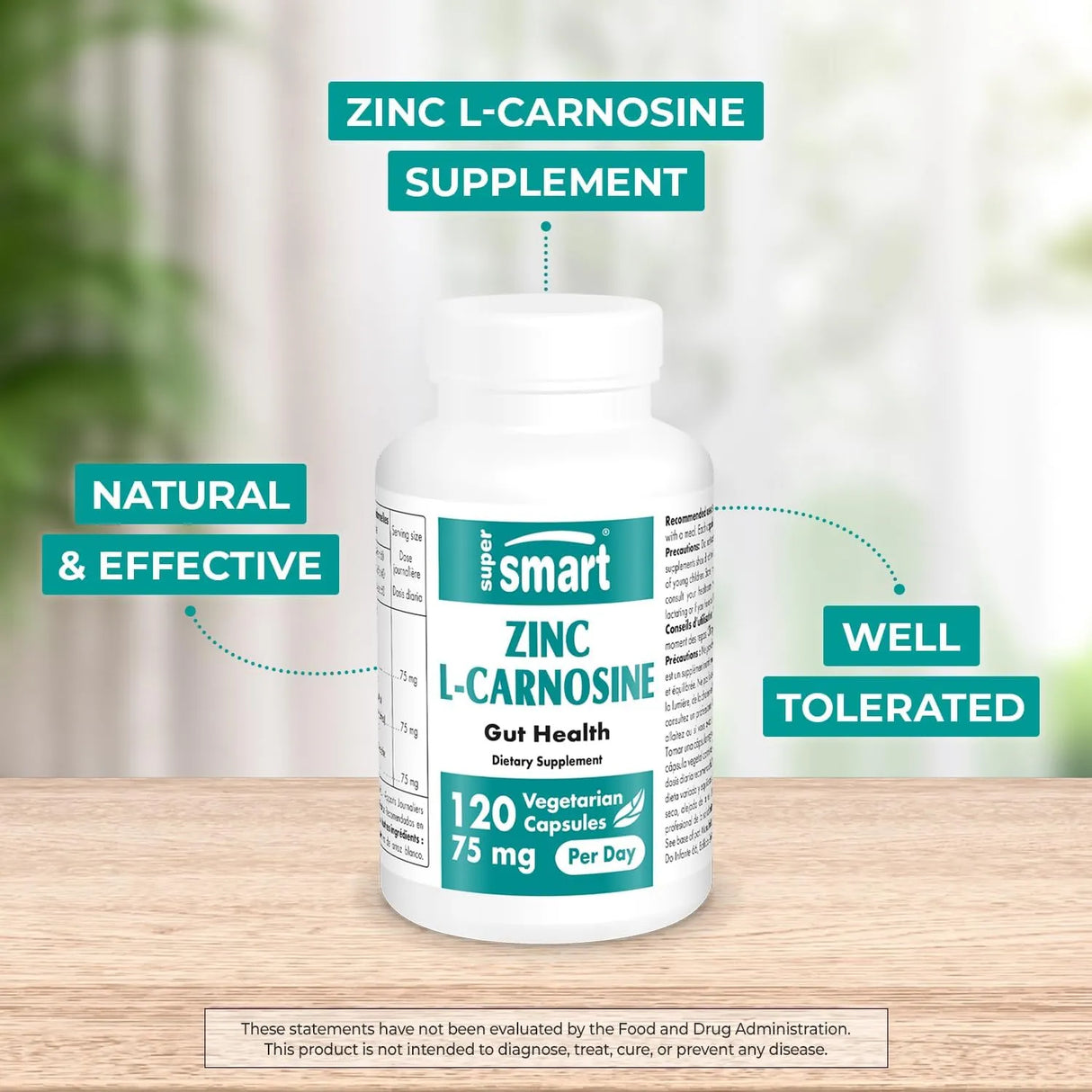 SUPERSMART - SuperSmart Zinc L-Carnosine 75Mg. 120 Capsulas - The Red Vitamin MX - Suplementos Alimenticios - {{ shop.shopifyCountryName }}