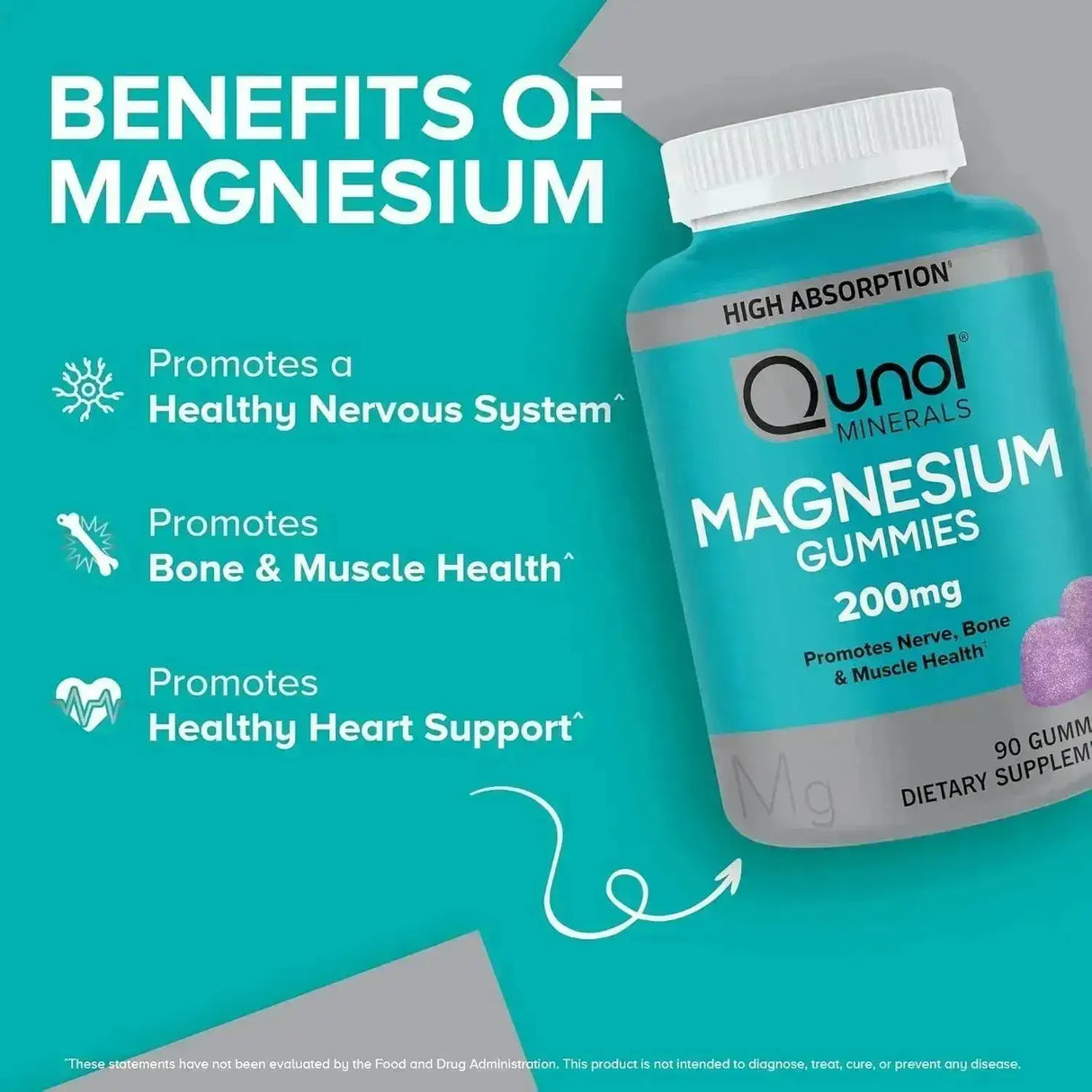 QUNOL - Qunol Magnesium Gummies for Adults 200Mg. 90 Gomitas - The Red Vitamin MX - Suplementos Alimenticios - {{ shop.shopifyCountryName }}