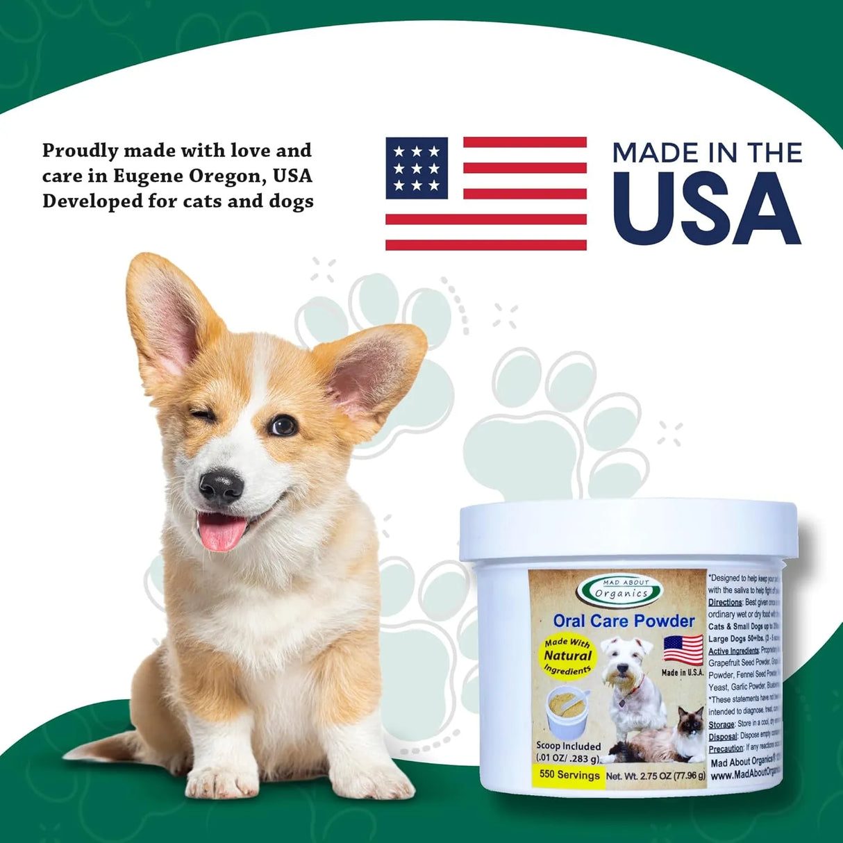 MAD ABOUT ORGANICS - Mad About Organics Dog or Cat Oral Care Powder 77Gr. - The Red Vitamin MX - Cuidado Dental Para Perros - {{ shop.shopifyCountryName }}