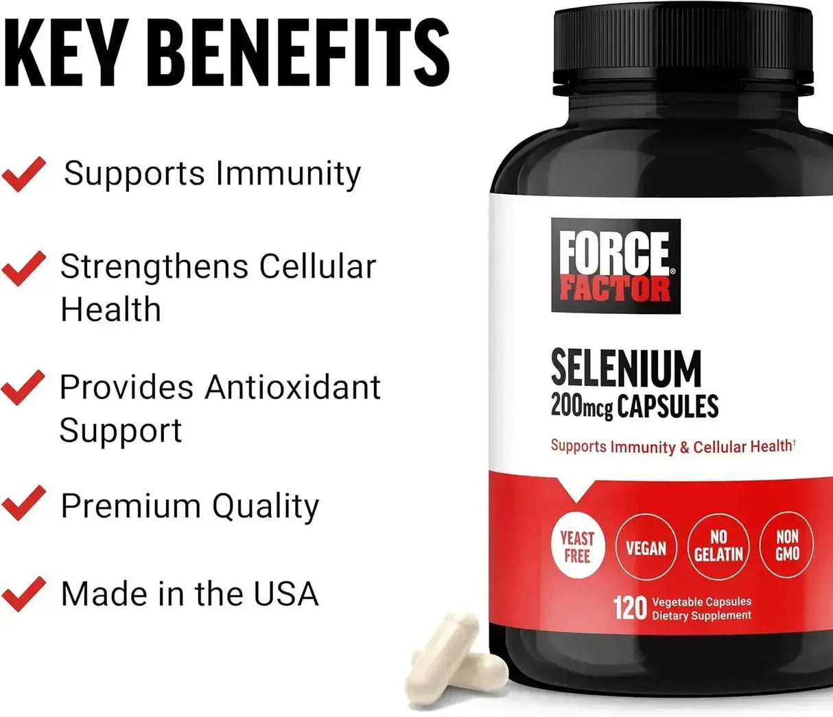 FORCE FACTOR - Force Factor Selenium 200mcg 120 Capsulas - The Red Vitamin MX - Suplementos Alimenticios - {{ shop.shopifyCountryName }}