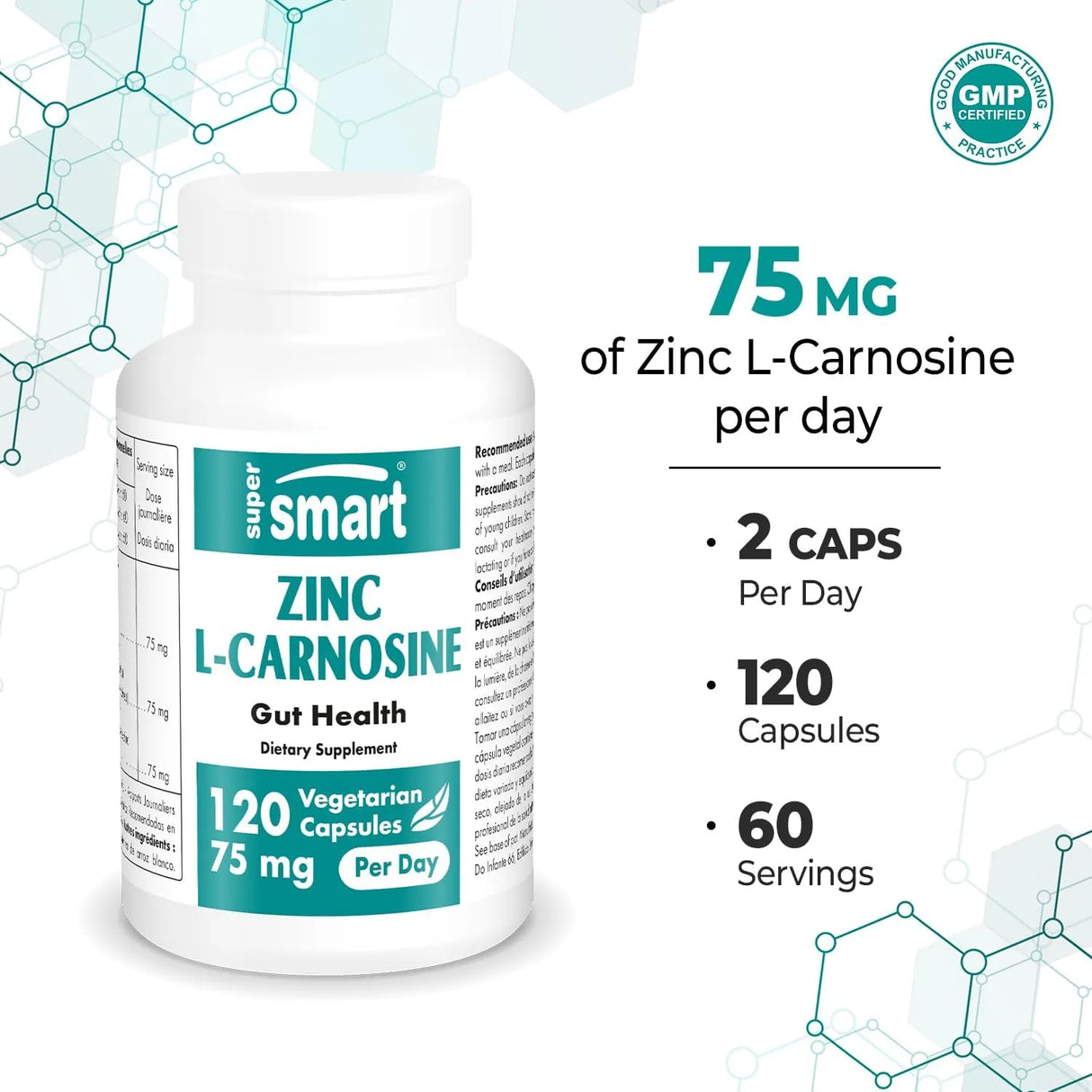 SUPERSMART - SuperSmart Zinc L-Carnosine 75Mg. 120 Capsulas - The Red Vitamin MX - Suplementos Alimenticios - {{ shop.shopifyCountryName }}