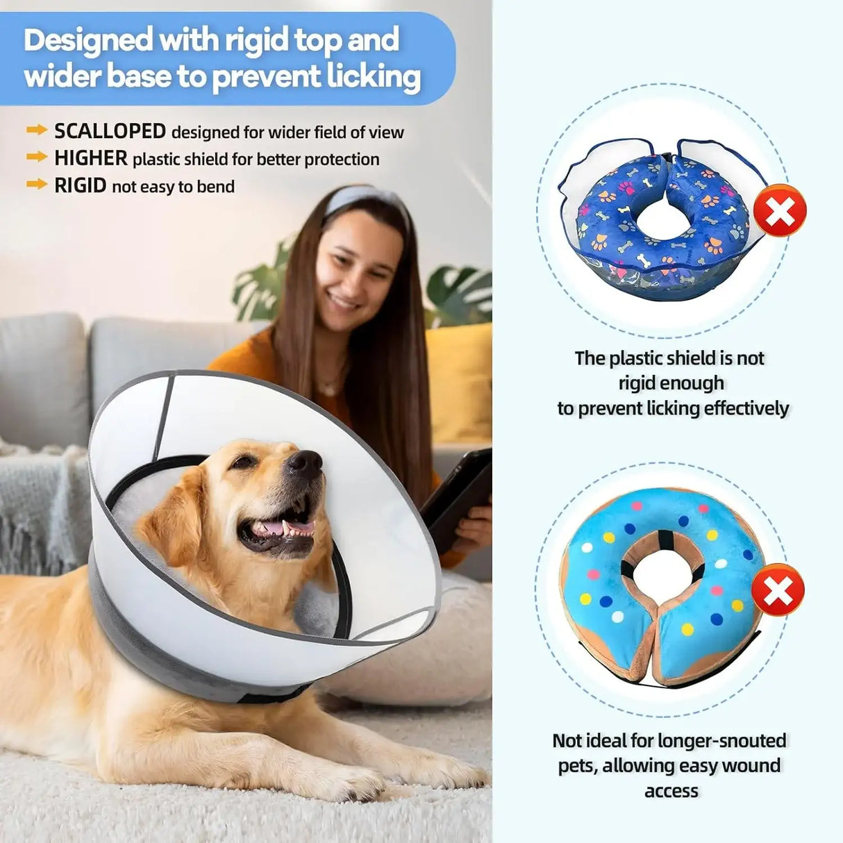 NOARWIN - NoarWin 2-in-1 Inflatable Dog Cone Collar with Detachable Anti-Licking Shield GREY MEDIUM - The Red Vitamin MX - Collares y Conos De Recuperación Para Perros - {{ shop.shopifyCountryName }}