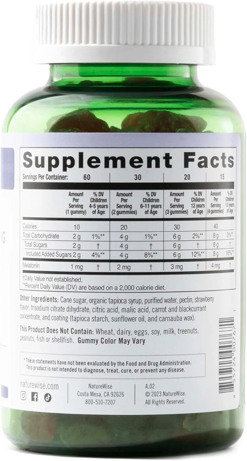 NATUREWISE - Naturewise Kids Melatonin Gummies 1Mg. Strawberry Flavored 60 Gomitas - The Red Vitamin MX - Suplementos Alimenticios - {{ shop.shopifyCountryName }}