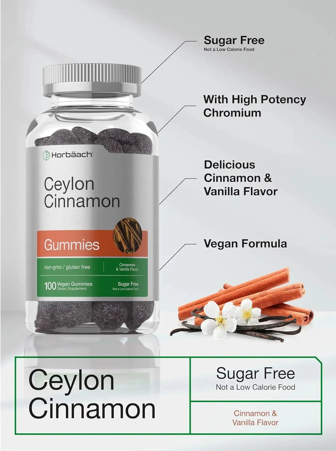 HORBAACH - Horbaach Sugar Free Ceylon Cinnamon Gummies 2000Mg. 100 Gomitas - The Red Vitamin MX - Suplementos Alimenticios - {{ shop.shopifyCountryName }}