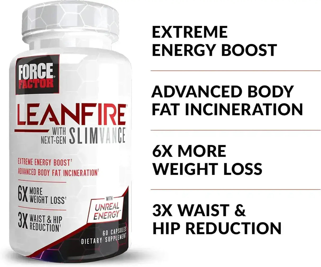 FORCE FACTOR - FORCE FACTOR LeanFire with Next-Gen SLIMVANCE Advanced Thermogenic Fat Burner 60 Capsulas - The Red Vitamin MX - Suplementos Alimenticios - {{ shop.shopifyCountryName }}