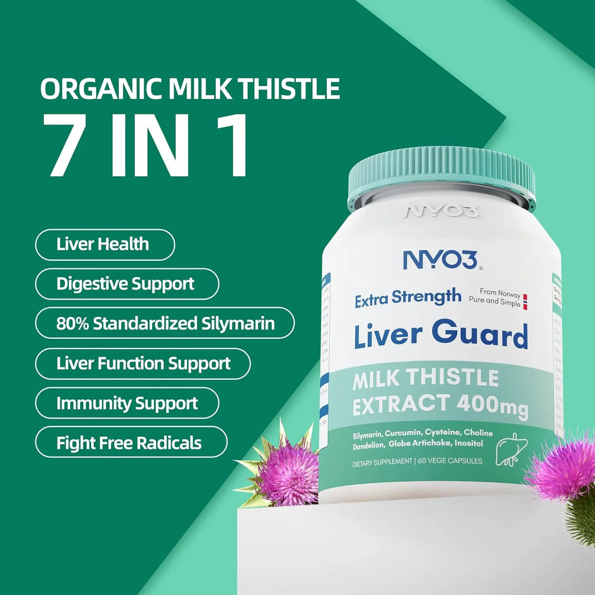 NYO3 - NYO3 Milk Thistle Liver Detox 400Mg. 60 Capsulas - The Red Vitamin MX - Suplementos Alimenticios - {{ shop.shopifyCountryName }}