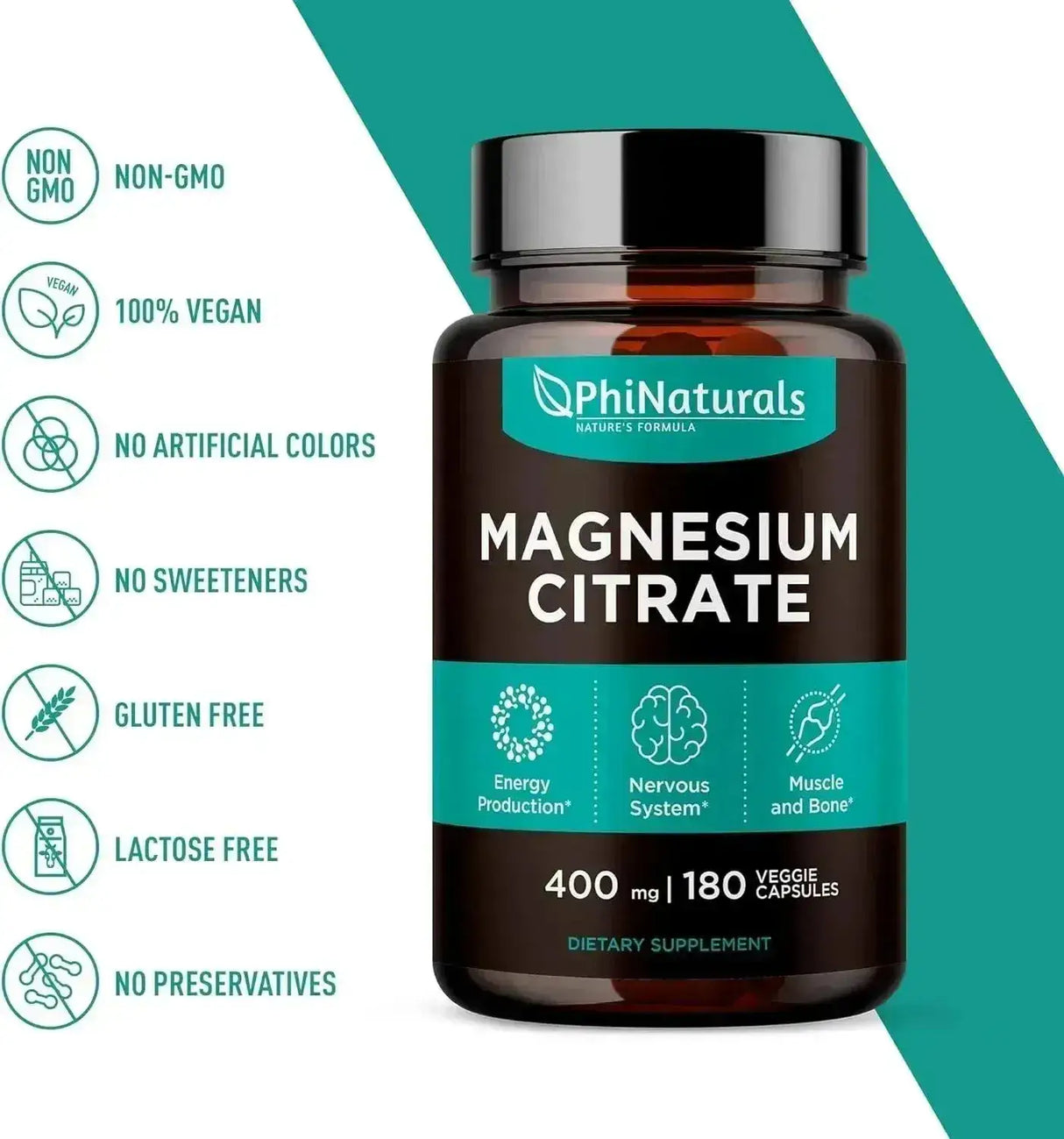 PHINATURALS - PhiNaturals Magnesium Citrate 400Mg. 180 Capsulas - The Red Vitamin MX - Suplementos Alimenticios - {{ shop.shopifyCountryName }}