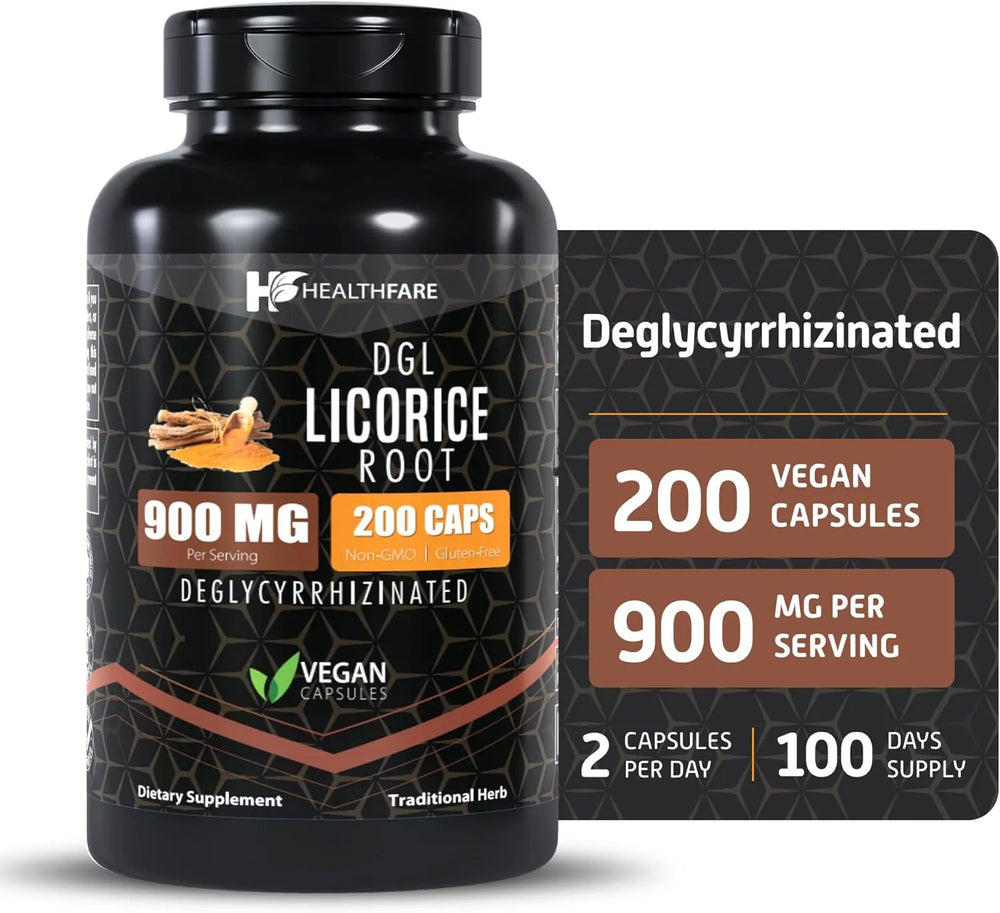 HEALTHFARE - Healthfare Ultra High Purity Licorice Root 900Mg. 200 Capsulas - The Red Vitamin MX - Suplementos Alimenticios - {{ shop.shopifyCountryName }}