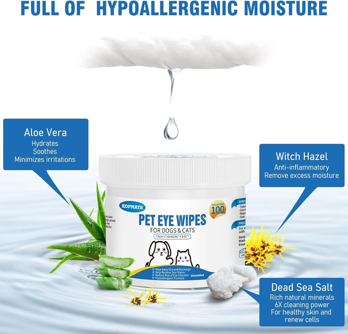 KOPMATH - Kopmath Dog Eye Wipes Unscented 100 Toallitas - The Red Vitamin MX - Cuidado De Los Ojos De Los Perros - {{ shop.shopifyCountryName }}
