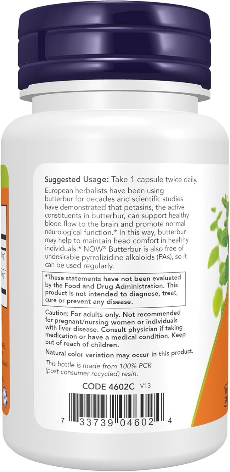 NOW Foods Supplements Butterbur 60 Capsulas 2 Pack