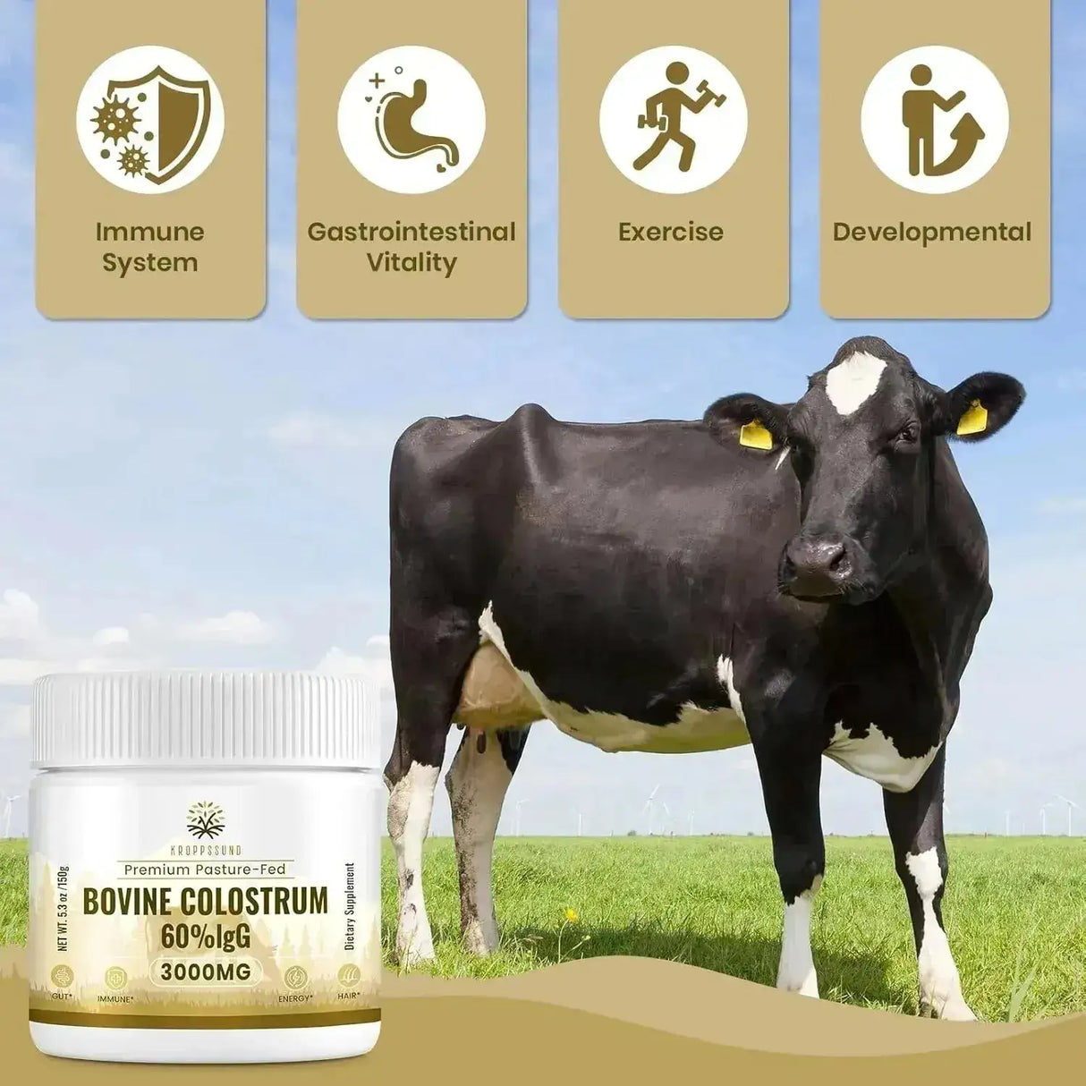 KROPPSSUND - Kroppssund Bovine Colostrum Powder 3000Mg. 50 Servicios 150Gr. - The Red Vitamin MX - Suplementos Alimenticios - {{ shop.shopifyCountryName }}