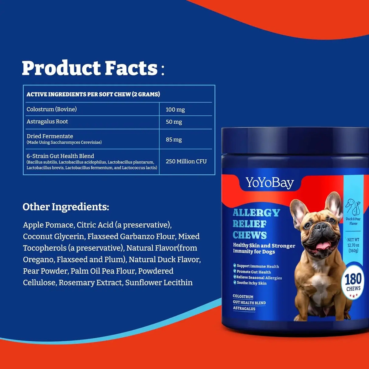 YOYOBAY - YoYoBay Dog Allergy Relief Chews Duck & Pear 180 Masticables - The Red Vitamin MX - Remedios Para La Picazón De Perros - {{ shop.shopifyCountryName }}