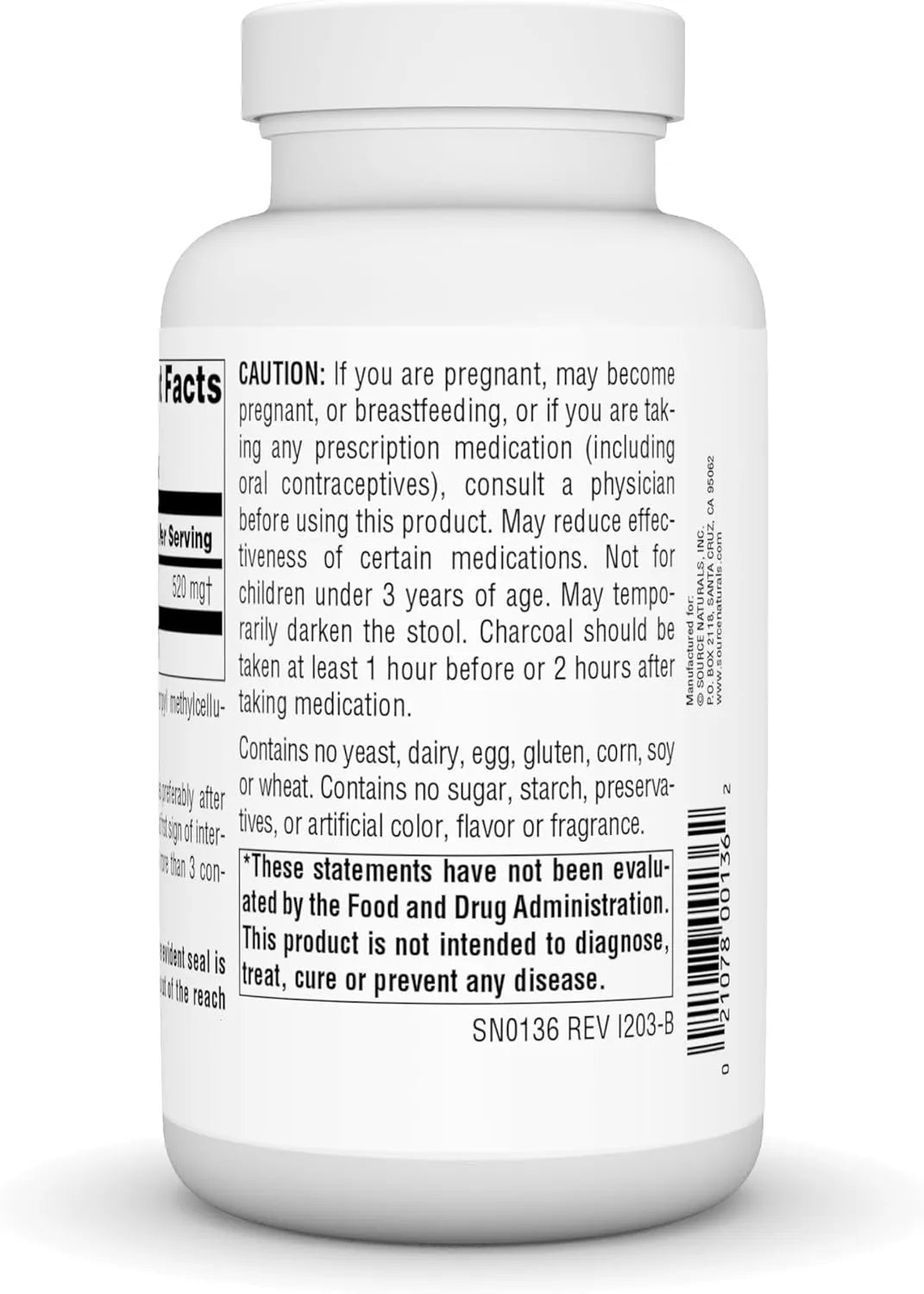 SOURCE NATURALS - Source Naturals Charcoal 260Mg. 200 Capsulas - The Red Vitamin MX - Suplementos Alimenticios - {{ shop.shopifyCountryName }}