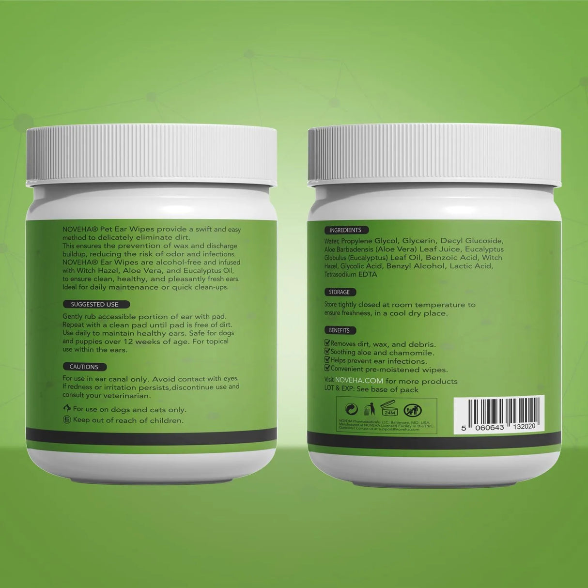 NOVEHA - NOVEHA Pet Ear Wipes 150 Toallitas - The Red Vitamin MX - Cuidado Del Oído De Perros - {{ shop.shopifyCountryName }}