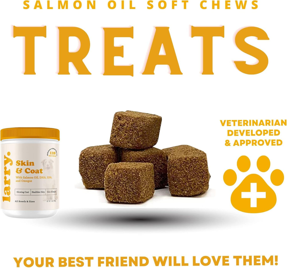 Larry Salmon Oil for Dogs Skin and Coat 120 Masticables