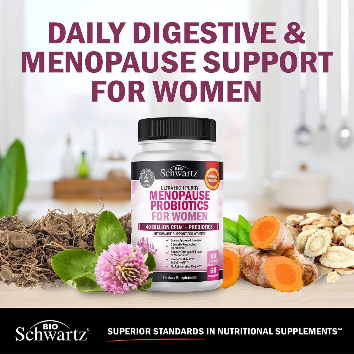BIO SCHWARTZ - BioSchwartz Menopause Probiotics for Women 60 Capsulas - The Red Vitamin MX - Suplementos Alimenticios - {{ shop.shopifyCountryName }}