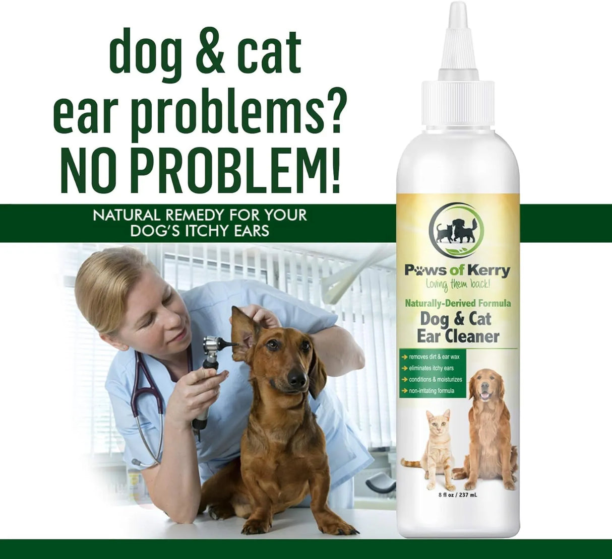 PAWS OF KERRY - Paws of Kerry Dog Ear Cleaner for Itching Head Shaking Odor Wax and Discharge 8 Fl.Oz. - The Red Vitamin MX - Cuidado Del Oído De Perros - {{ shop.shopifyCountryName }}