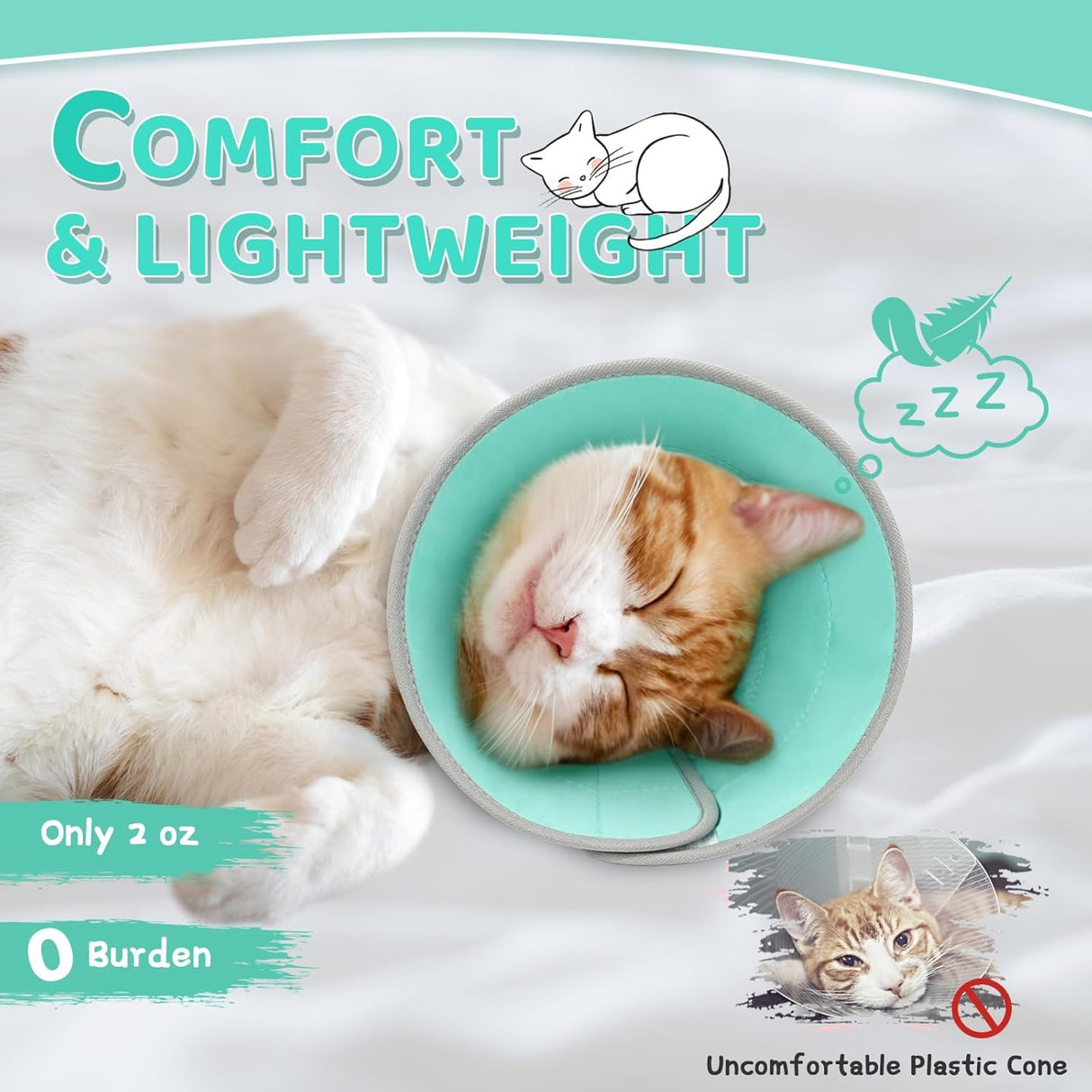 GoGoPaw Cat Cone Collar Soft to Stop Licking Adjustable Foldable SOLID GREEN SMALL