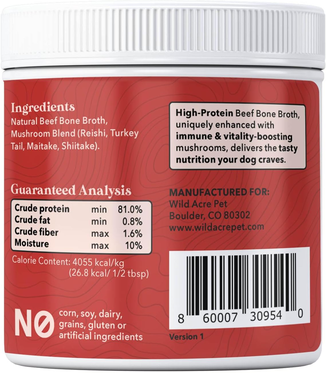 WILD ACRE - Wild Acre Premium Beef Bone Broth for Dogs 198Gr. - The Red Vitamin MX - Suplementos Herbales Para Perros - {{ shop.shopifyCountryName }}