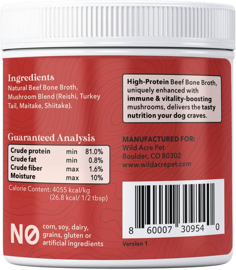 WILD ACRE - Wild Acre Premium Beef Bone Broth for Dogs 198Gr. - The Red Vitamin MX - Suplementos Herbales Para Perros - {{ shop.shopifyCountryName }}