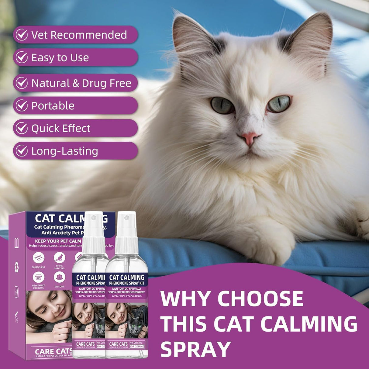 KODASNY Cat Calming Pheromone Spray Kit 60Ml. 2 Pack