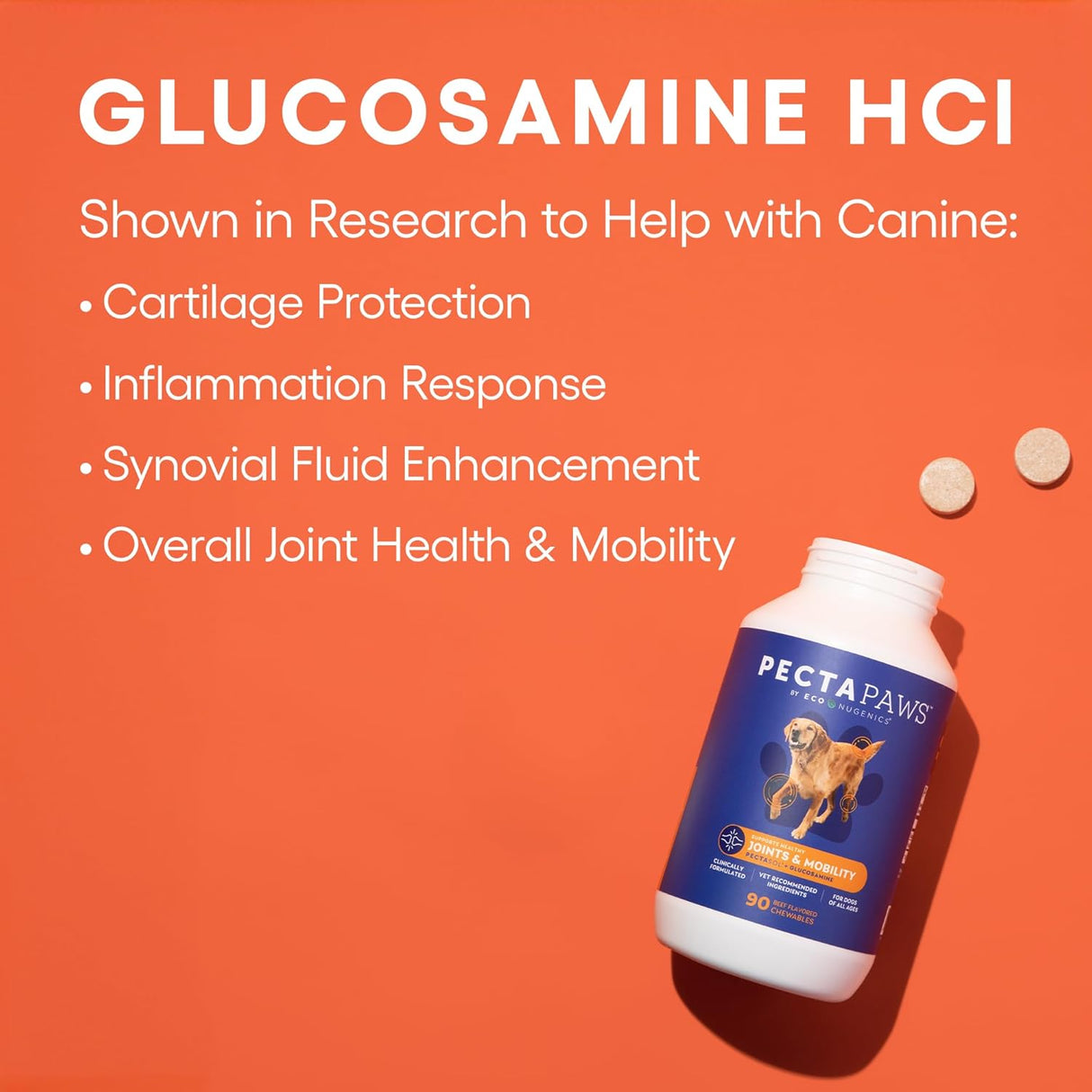 ecoNugenics PectaPaws Joints and Mobility Support 90 Tabletas Masticables