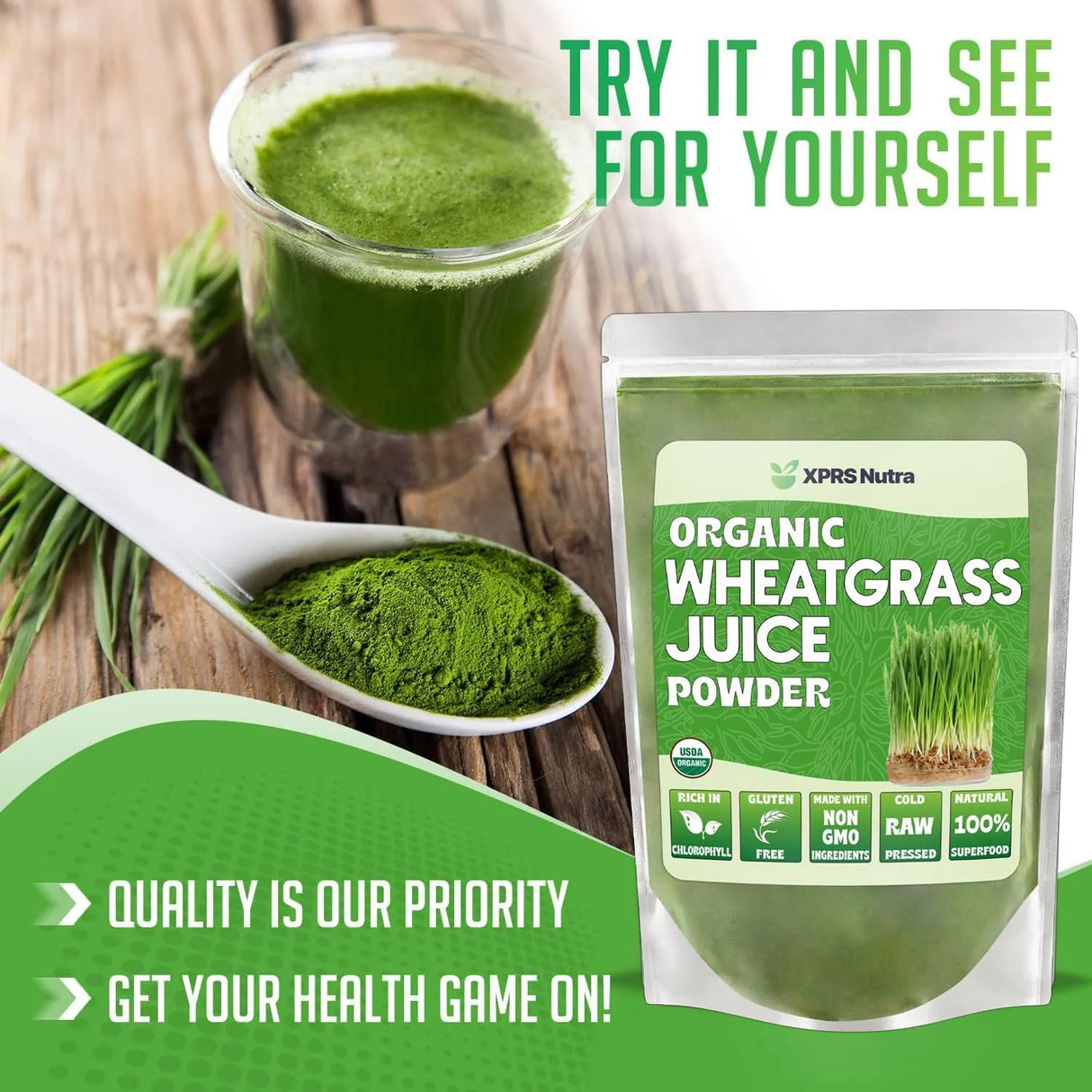 XPRS NUTRA - XPRS Nutra Organic Wheatgrass Juice Powder 16 Oz. - The Red Vitamin MX - Suplementos Alimenticios - {{ shop.shopifyCountryName }}