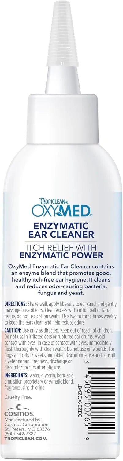 TROPICLEAN - TropiClean OxyMed Enzymatic Dog Ear Cleaner 4 Fl.Oz. - The Red Vitamin MX - Cuidado Del Oído De Perros - {{ shop.shopifyCountryName }}