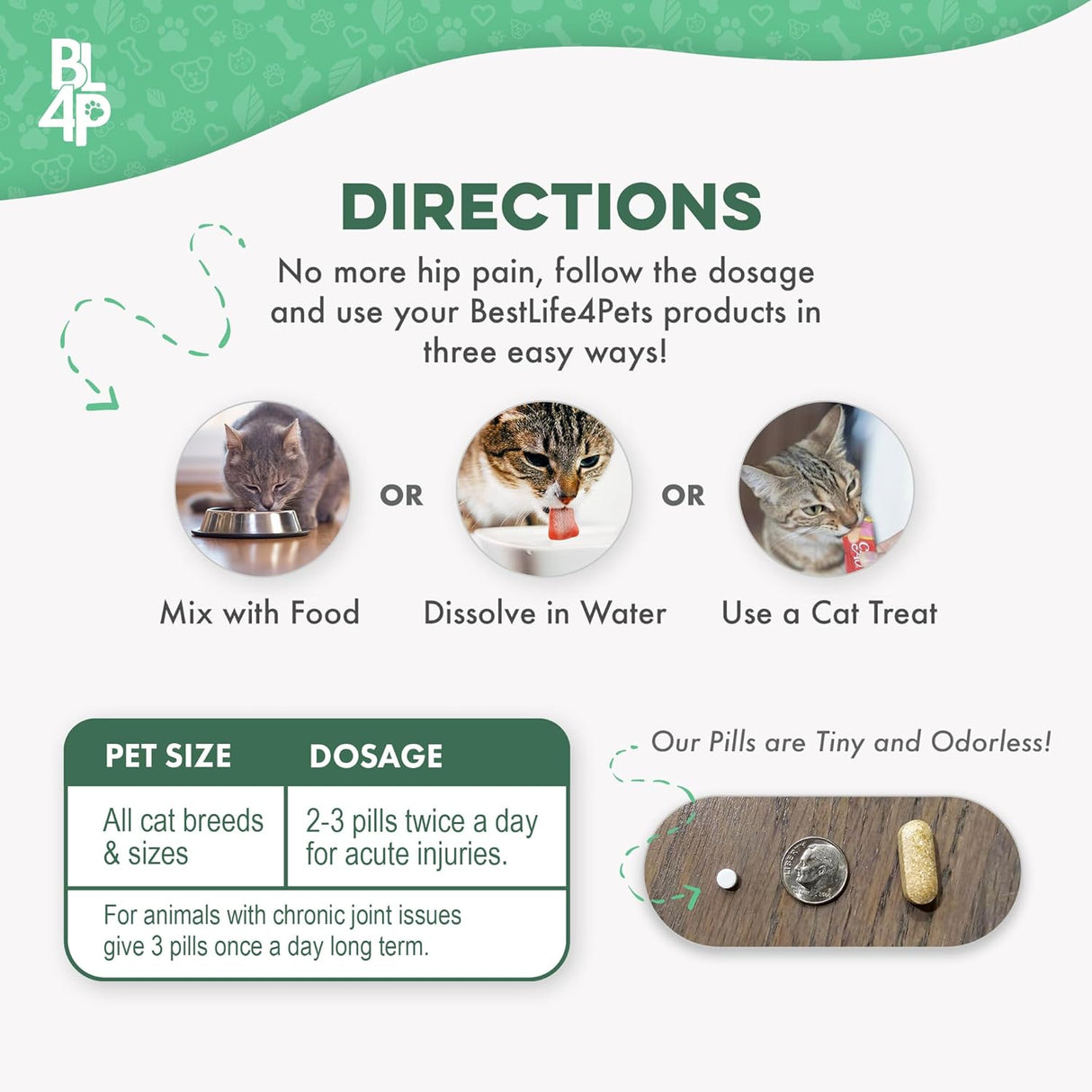 BestLife4Pets Cat Hip and Joint Pain Relief Supplement 400 Tabletas