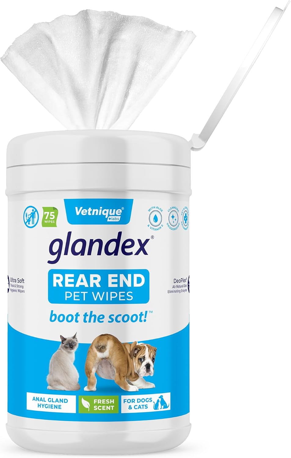 Vetnique Labs Glandex Dog Wipes for Pets 75 Toallitas
