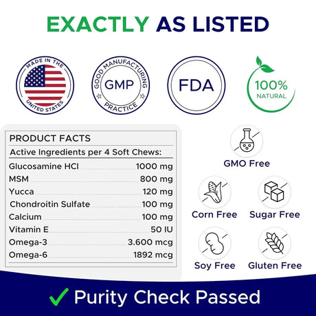 GOODGROWLIES - GOODGROWLIES Glucosamine for Dogs Hip & Joint Supplement 120 Masticables - The Red Vitamin MX - Cuidado De Cadera Y Articulaciones Para Perros - {{ shop.shopifyCountryName }}