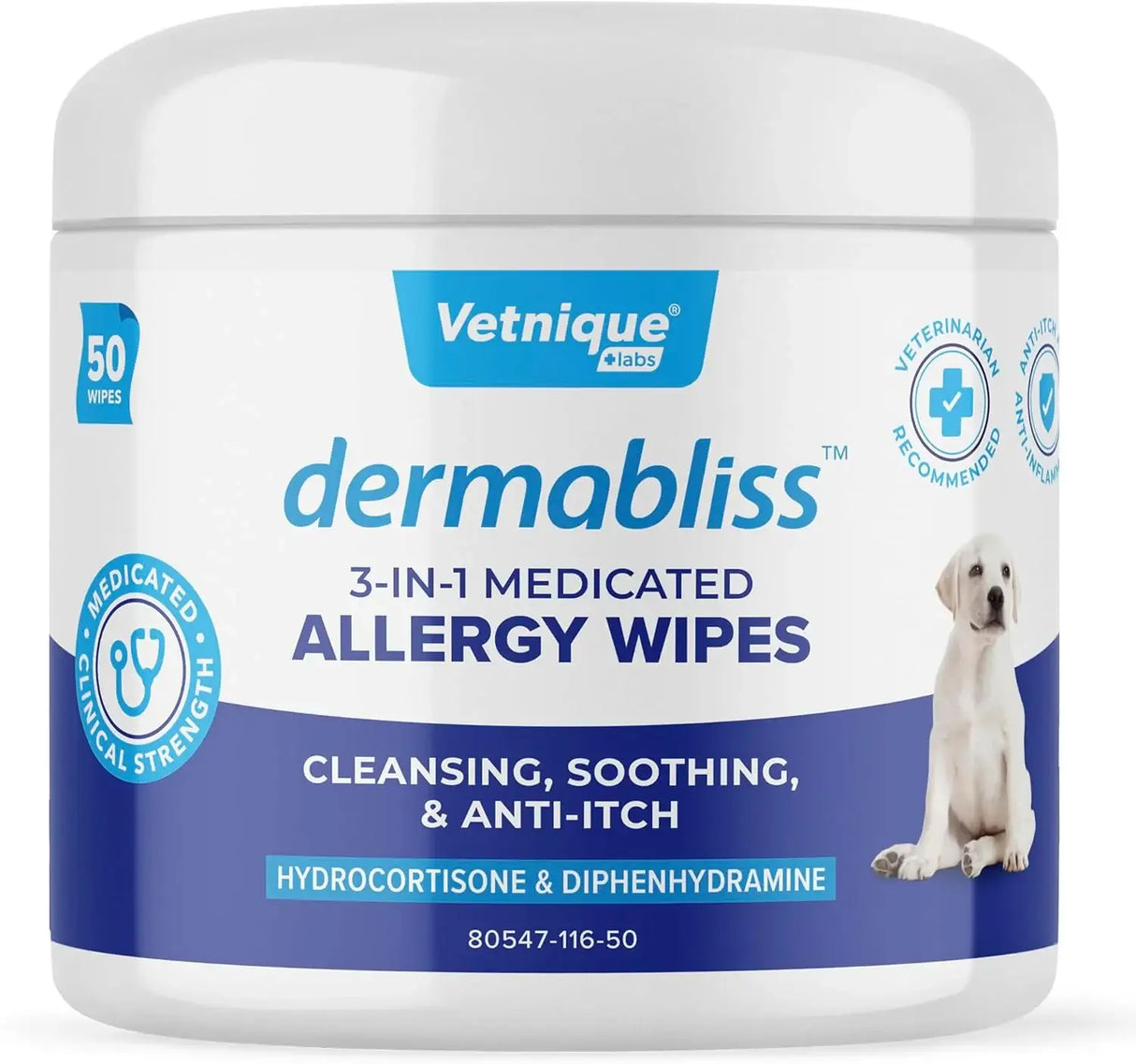 VETNIQUE - Vetnique Dermabliss 3-in-1 Medicated Dog Wipes 50 Toallitas - The Red Vitamin MX - Remedios Para La Picazón De Perros - {{ shop.shopifyCountryName }}