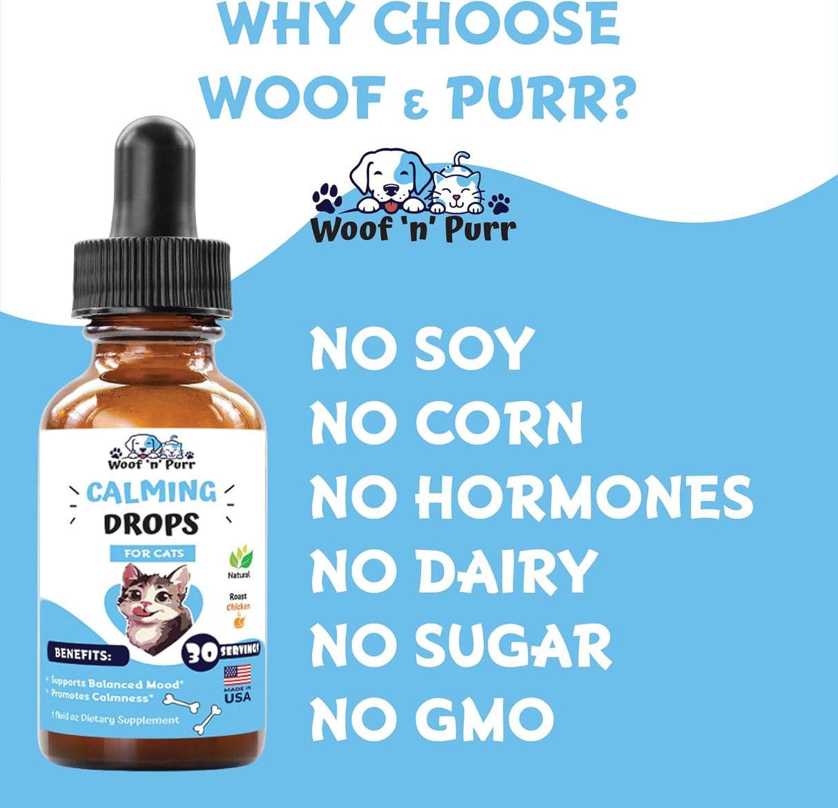 Woof 'n' Purr Cat Calming Drops 1 Fl.Oz.