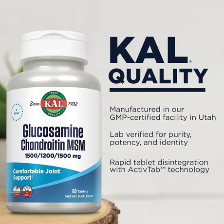 KAL - KAL Glucosamine Chondroitin MSM 60 Tabletas - The Red Vitamin MX - Suplementos Alimenticios - {{ shop.shopifyCountryName }}