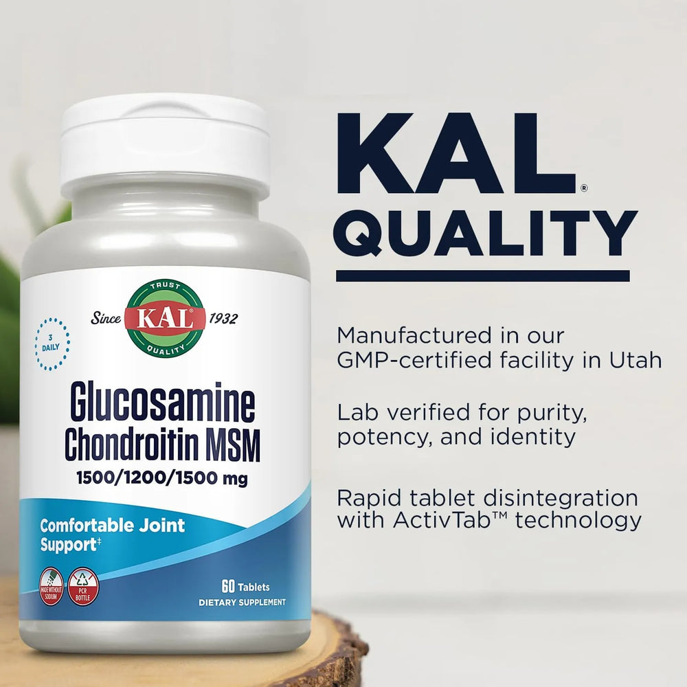 KAL - KAL Glucosamine Chondroitin MSM 60 Tabletas - The Red Vitamin MX - Suplementos Alimenticios - {{ shop.shopifyCountryName }}